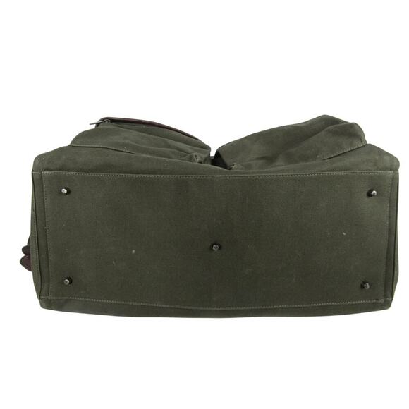 Hook & Albert Twill Garment Weekender Bag Green Canvas Leather Duffle- Rare - Picture 9 of 11